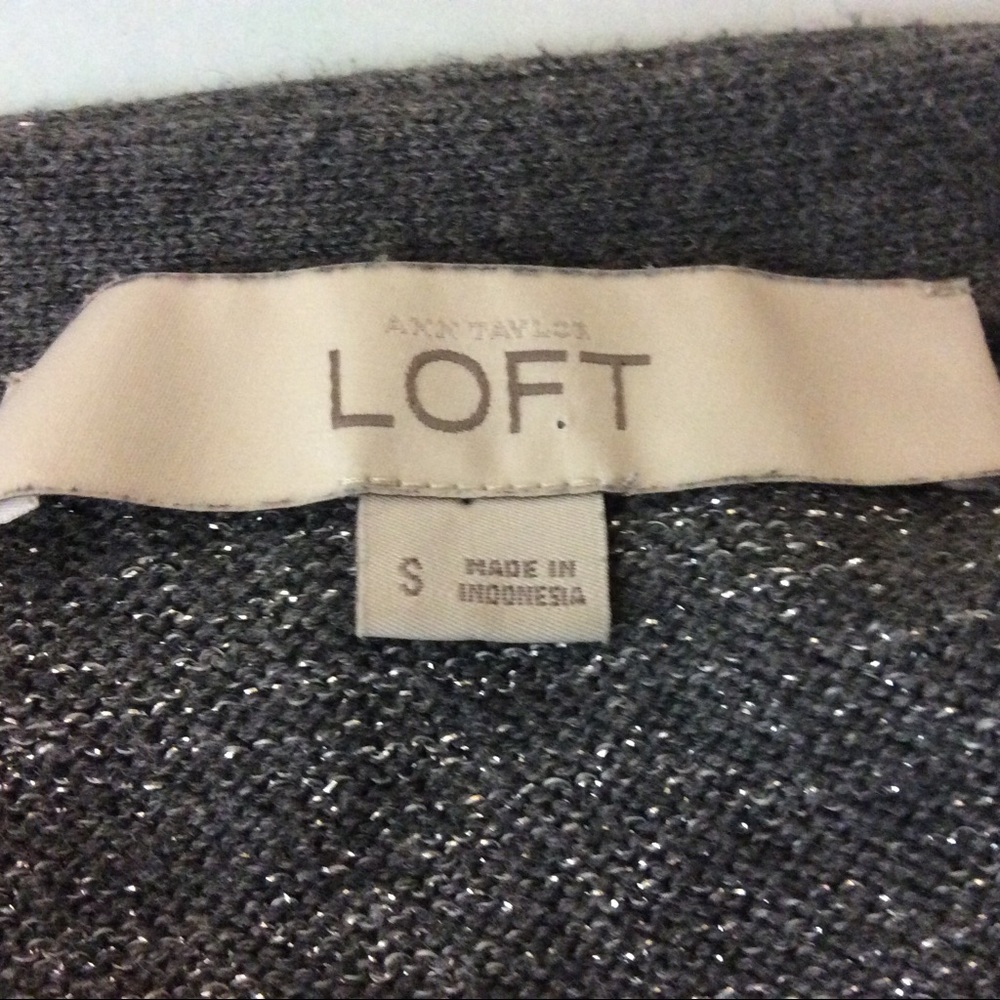 Loft Grey Two Tone Sparkle Cardigan Sweater S - Picture 7 of 8